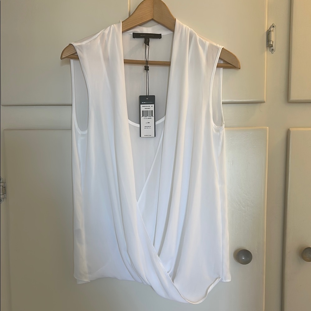 BCBGMaxAzria Raychel sleeveless drape front top